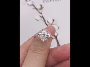 1ct Art Deco Marquise Moissanite & Diamond Engagement Ring