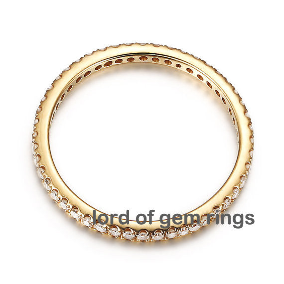 Pave Diamond Wedding Band Eternity Anniversary Ring 14K Yellow Gold VS-H 0.27ct - Thin Design - Lord of Gem Rings - 5