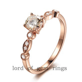 Round Forever Brilliant Moissanite Engagement Ring VS Diamond 14K Rose Gold 6.5mm Art Deco - Lord of Gem Rings - 1