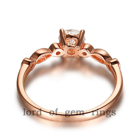 Round Moissanite Engagement Ring Pave VS Diamond Wedding 14K Rose Gold 5mm  Art Deco - Lord of Gem Rings - 5