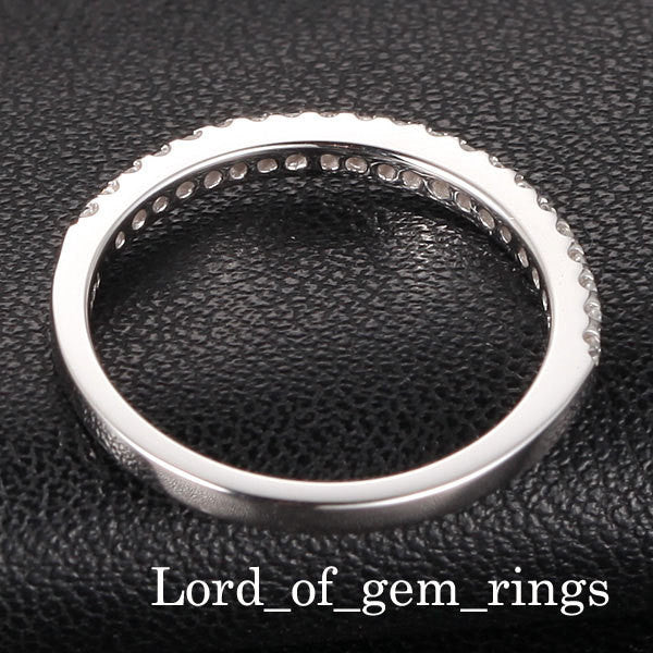 French Pave Diamond Wedding Band Half Eternity Anniversary Ring 14K White Gold - SI/H - Lord of Gem Rings - 4