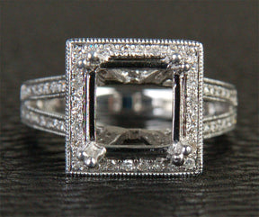 Reserved for Ken, 2nd payment  Diamond Princess Semi mount Ring 14K White Gold Setting - Lord of Gem Rings - 3