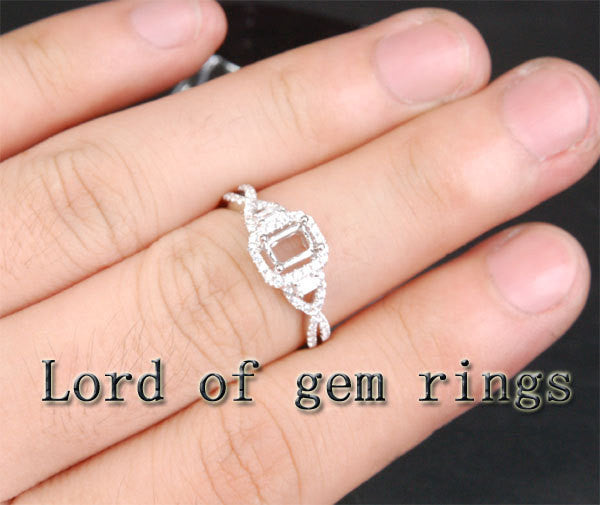 Emerald Cut 4x6mm 14K White/Yellow/Rose Gold .38ct Diamonds Wedding Semi Mount Ring Setting - Lord of Gem Rings - 4
