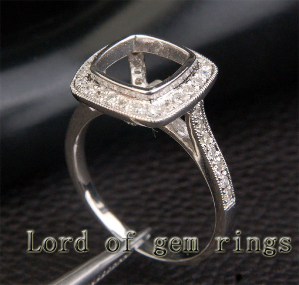 Reserved for imdoubler2012,Cushion Diamond Engagement Semi Mount Ring 14K Yellow Gold - Lord of Gem Rings - 3