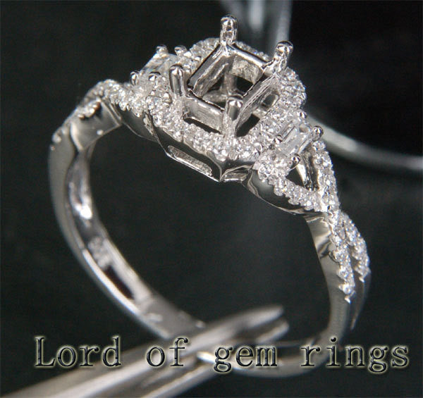 Emerald Cut 4x6mm 14K White/Yellow/Rose Gold .38ct Diamonds Wedding Semi Mount Ring Setting - Lord of Gem Rings - 3
