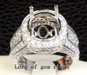 Diamond Engagement Semi Mount Ring 14K White Gold Setting Round 11mm - Invisible Princess VS Diamonds - Lord of Gem Rings - 2