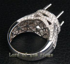 Diamond Engagement Semi Mount Ring 14K White Gold Setting Round 11mm - Invisible Princess VS Diamonds - Lord of Gem Rings - 4
