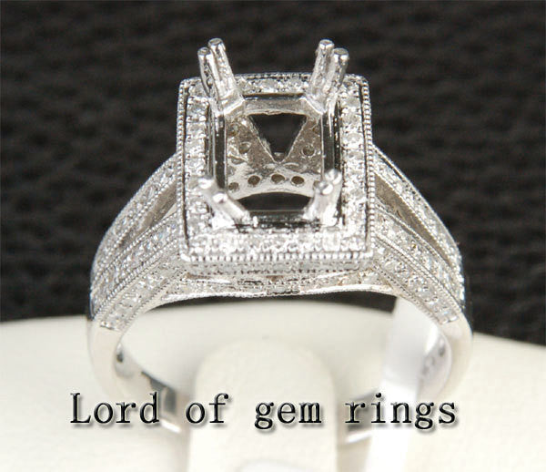 Reserved for ksmiley7778,6x8mm Emerald Cut White Morganite Engagement Ring - Lord of Gem Rings - 5