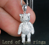 Teddy Bear 1.22ctw Diamonds Solid 14k White Gold Pendant For Necklace - Lord of Gem Rings - 1