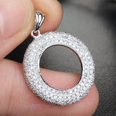 Round Pave Brilliant .95ct Diamonds Solid 14k White Gold Pendant For Necklace - Lord of Gem Rings - 1