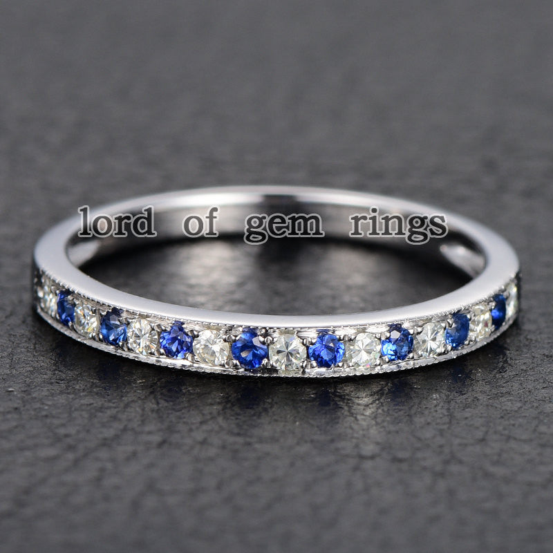 Reserved for Becky Custom Moissanite Sapphire Wedding Ring 14K White Gold - Lord of Gem Rings - 2