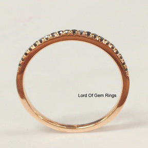 Stackable Pave Black Diamond Ring, Half Eternity Diamond Wedding Band, 14k Rose gold/Yellow Gold/White Gold Metal,  Anniversary Ring - Lord of Gem Rings - 3