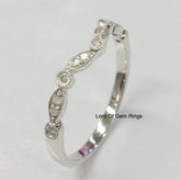 Wedding Matching Band Round Cut Diamond Stackable 14K White Gold Full Eternity Ring,Anniversary Ring,Art Deco Antique - Lord of Gem Rings - 1