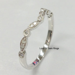 Wedding Matching Band Round Cut Diamond Stackable 14K White Gold Full Eternity Ring,Anniversary Ring,Art Deco Antique - Lord of Gem Rings - 1