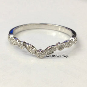 Wedding Matching Band Round Cut Diamond Stackable 14K White Gold Full Eternity Ring,Anniversary Ring,Art Deco Antique - Lord of Gem Rings - 4