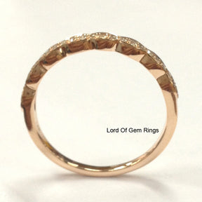 Diamond Wedding Band Half Eternity Anniversary Ring 14k Rose Gold Art Deco Antique - Lord of Gem Rings - 2