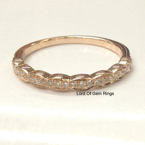 Diamond Wedding Band Half Eternity Anniversary Ring 14k Rose Gold Art Deco Antique - Lord of Gem Rings - 3