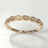 Diamond Wedding Band Half Eternity Anniversary Ring 14k Rose Gold Art Deco Antique - Lord of Gem Rings - 1