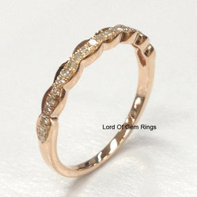 Diamond Wedding Band Half Eternity Anniversary Ring 14k Rose Gold Art Deco Antique - Lord of Gem Rings - 4