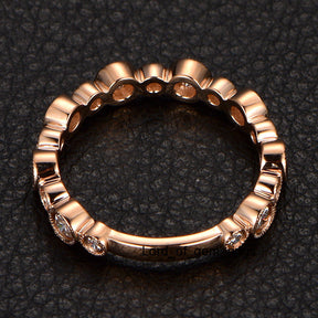 Reserved for nthnpo.efmu1lh   Bezel  Diamond Wedding Eternity Ring 14K Rose Gold Milgrain - Lord of Gem Rings - 3