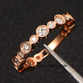 Reserved for nthnpo.efmu1lh   Bezel  Diamond Wedding Eternity Ring 14K Rose Gold Milgrain - Lord of Gem Rings - 5