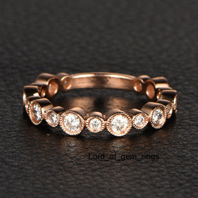 Reserved for nthnpo.efmu1lh   Bezel  Diamond Wedding Eternity Ring 14K Rose Gold Milgrain - Lord of Gem Rings - 1