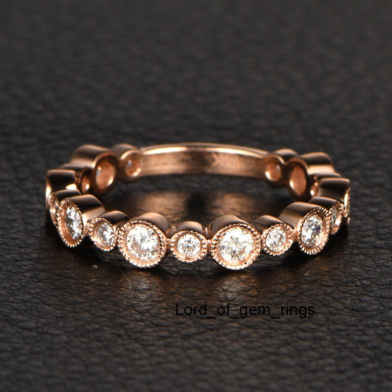 Reserved for nthnpo.efmu1lh exchange  Bezel  Diamond Wedding Eternity Ring 18K Rose Gold - Lord of Gem Rings - 1
