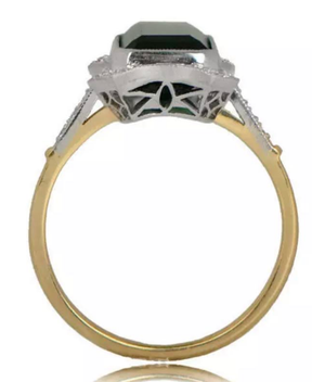 Reserved for Karen Elongated Emerald Cut Green Tourmaline Ring 10K Gold