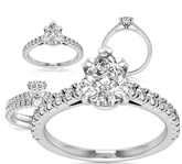 Reserved for KND 1.5mm Diamond Semi Mount Cathedral Ring Trio Set 14K White Gold Pear