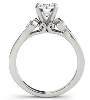 Reserved for KND  Semi Mount Ring Bridal Contour Band Set 14K White Gold  Round