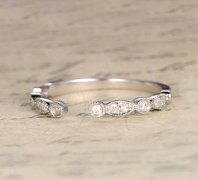 Reserved for AAA: Diamond Wedding Band Half Eternity Anniversary Ring 14K White Gold Open End