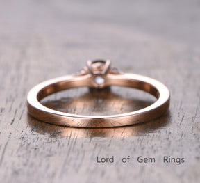 Round Morganite Engagement Ring Moissanite Wedding 14K Rose Gold 5mm - Lord of Gem Rings - 2