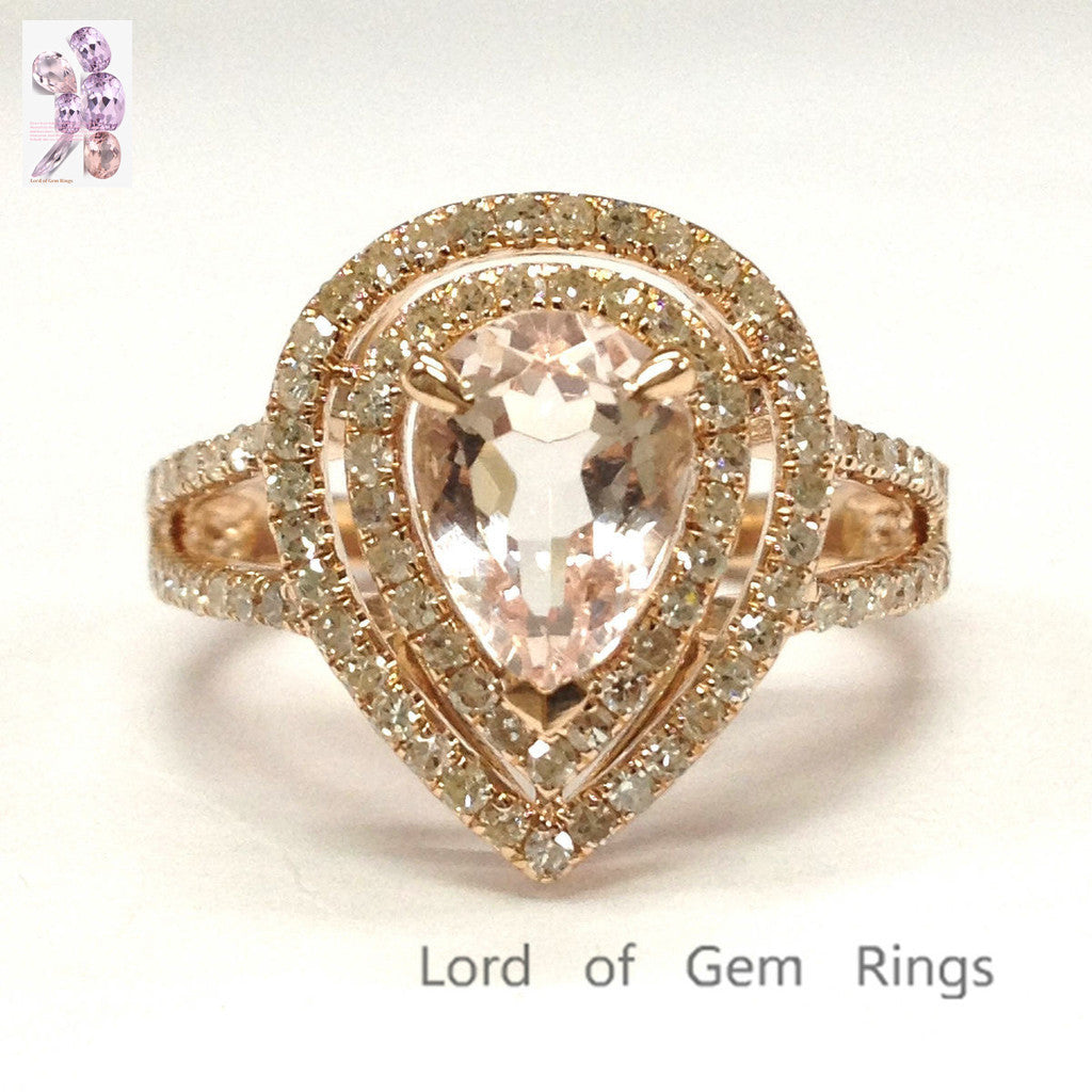 Reserved for Brebt Custom Matching band for  Pear Morganite Engagement Ring - Lord of Gem Rings - 2