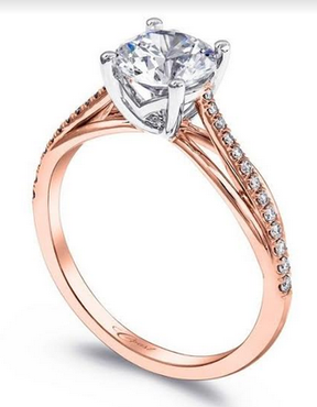 Reserved for Piper 1st payment, Custom Diamond Semi Mount Ring  14K Two Tone Gold 10mm Cushion