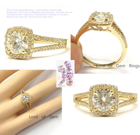 Reserved for robjobu74 Round Forever Brilliant Moissanite Engagement Ring Pave Diamond Wedding 14K White Gold - Lord of Gem Rings - 2