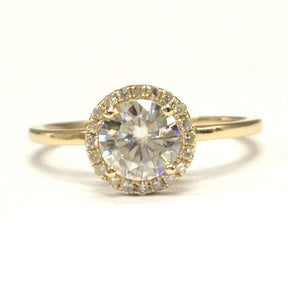Round Moissanite Engagement Ring Diamond Halo