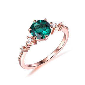 Vintage Style Prong-Set Round Emerald Diamond Engagement Ring