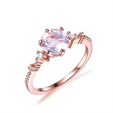 Vintage Prong-Set Round Moonstone Diamond Engagement Ring