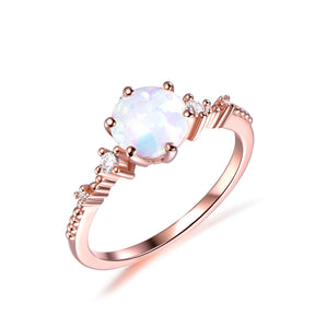 Prong-Set Round Africa Opal Diamond Engagement Ring