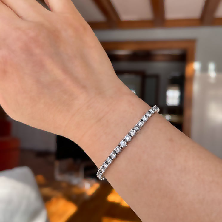 3ct-10ct Princess Moissanite Tennis Bracelet 14k Solid White Gold